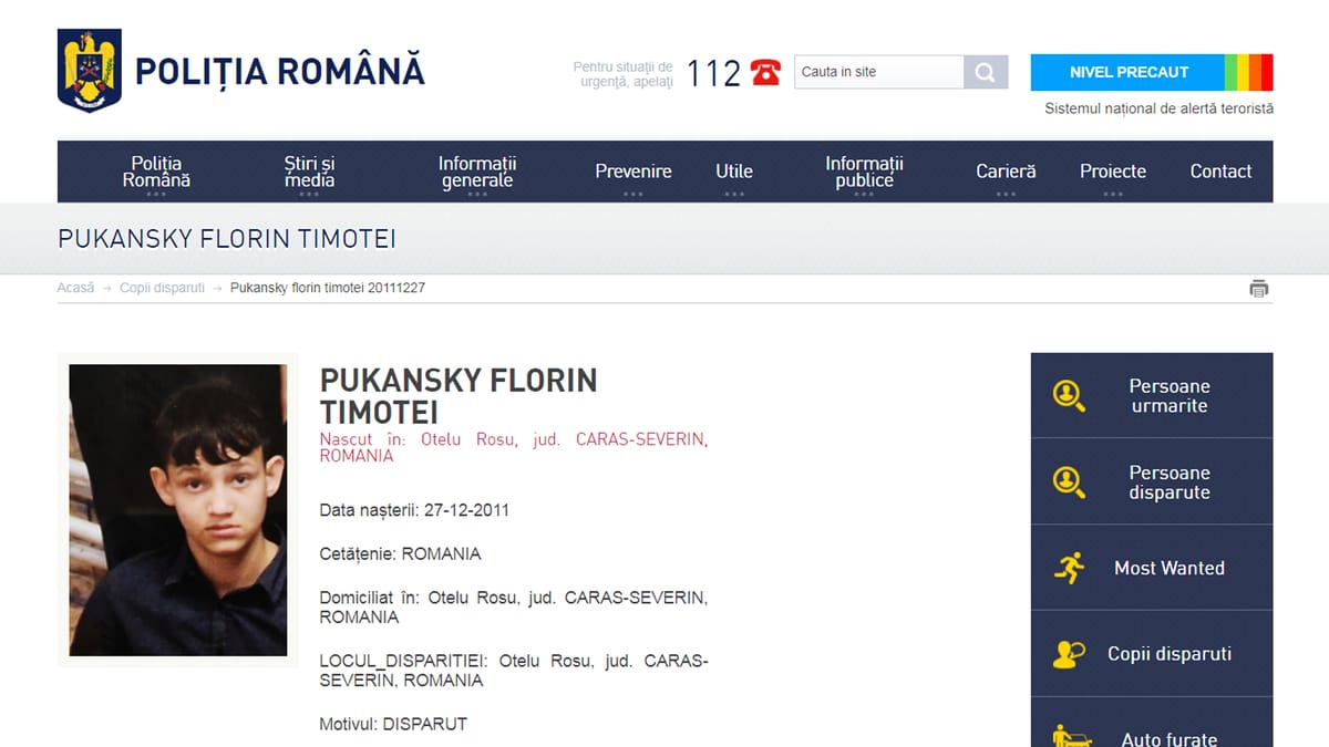 Minor din Oțelu Roșu, dispărut de acasă! UPDATE: Timotei a fost găsit