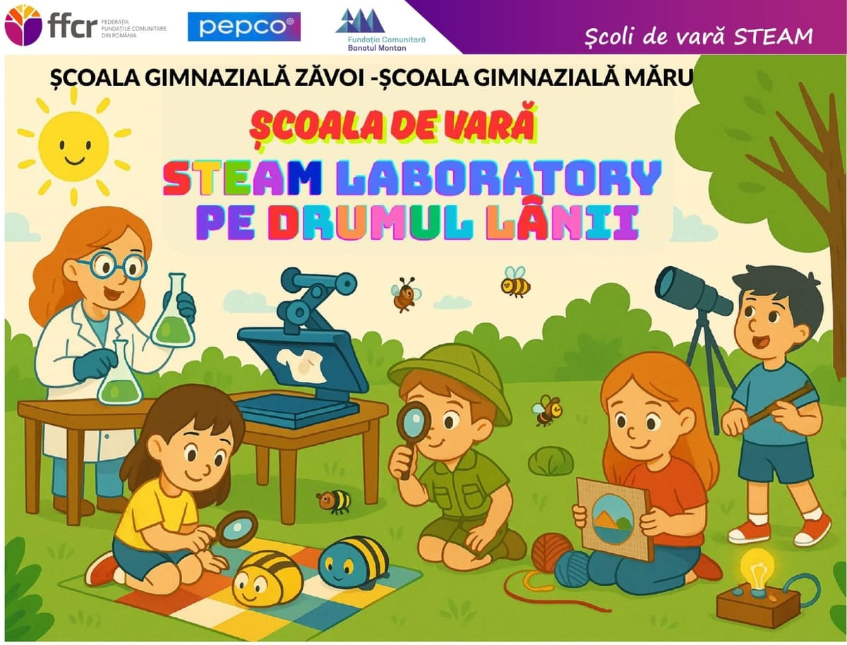 Școala Gimnazială Zăvoi, structură Școala Gimnazială Măru, deschide porțile ȘCOLII DE VARĂ STEAM, proiect intitulat STEAM Laboratory pe Drumul Lânii