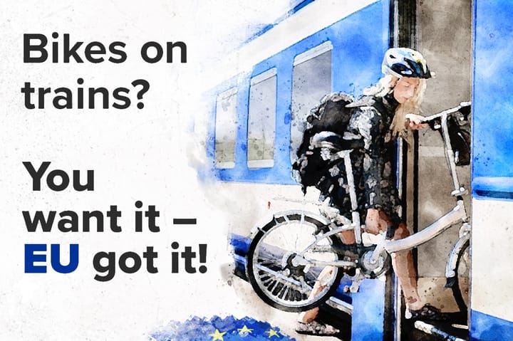 Bicicletă + Tren = Libertate! UE introduce spații obligatorii pentru bicicletele Full-Size în trenurile noi