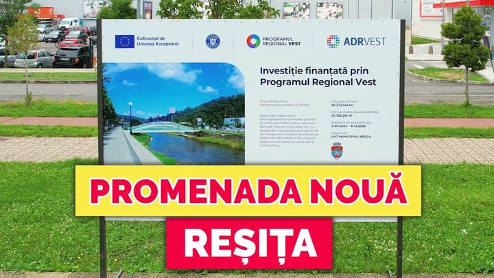 Proiectul de 82 de milioane lei ia contur în Reșița: Avansează amenajarea promenadei și pistei de biciclete pe malul Bârzavei