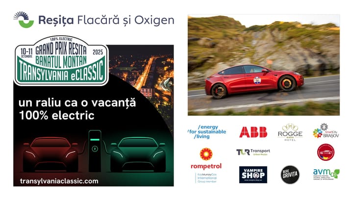 Reșița, capitala mobilității electrice: Ediția inaugurală a Transylvania eClassic Grand Prix, raliu 100% electric care promovează viitorul sustenabil